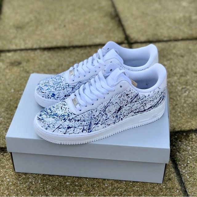 Blue and Black Splatter Paint Nike Air Force 1