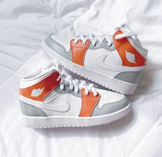 Custom Air Jordan 1 Mid Orange Grey