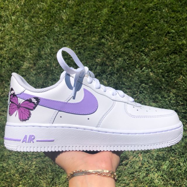 Custom Air Force 1 Purple Butterfly Swoosh