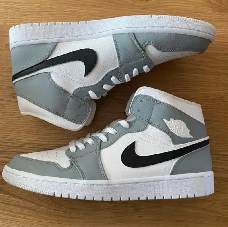 Grey Black Swoosh Air Jordan 1 Custom