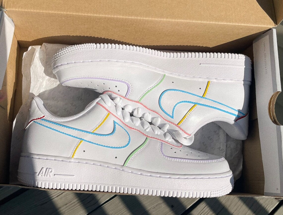 Rainbow Outline Custom Nike Air Force 1