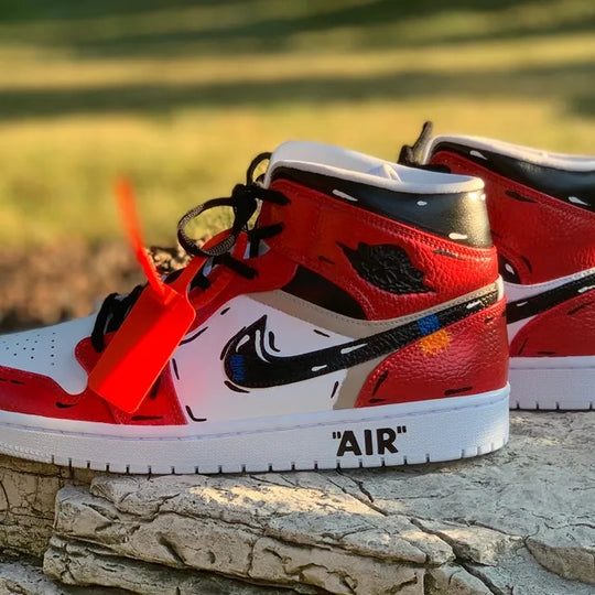 Custom Air Jordan 1 Off White Inspired Cartoon