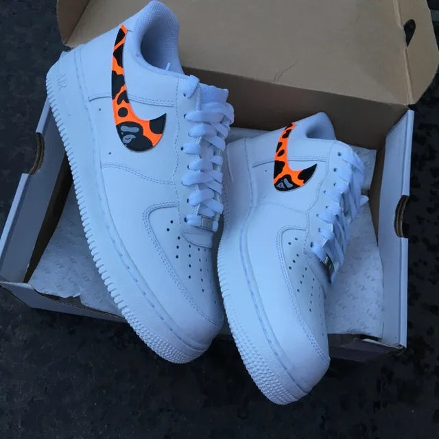 Custom Air Force 1 Neon Orange Bape