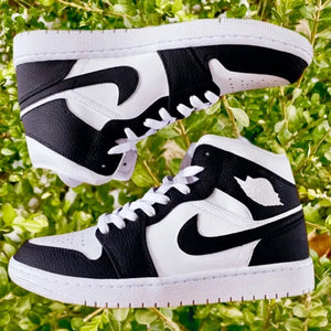 Custom Air Jordan 1 White Logo Panda Colorblock 🖤🎲