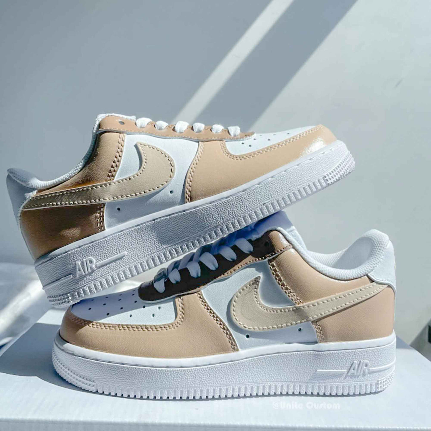 Custom Air Force 1 Beige and Tan