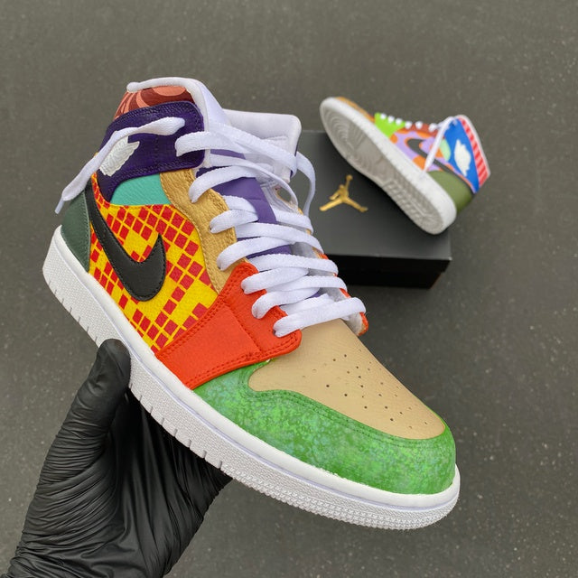 Custom Air Jordan 1 Hand Painted What The Dunk