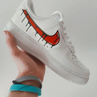 Custom Air Force 1 Red Black Drip