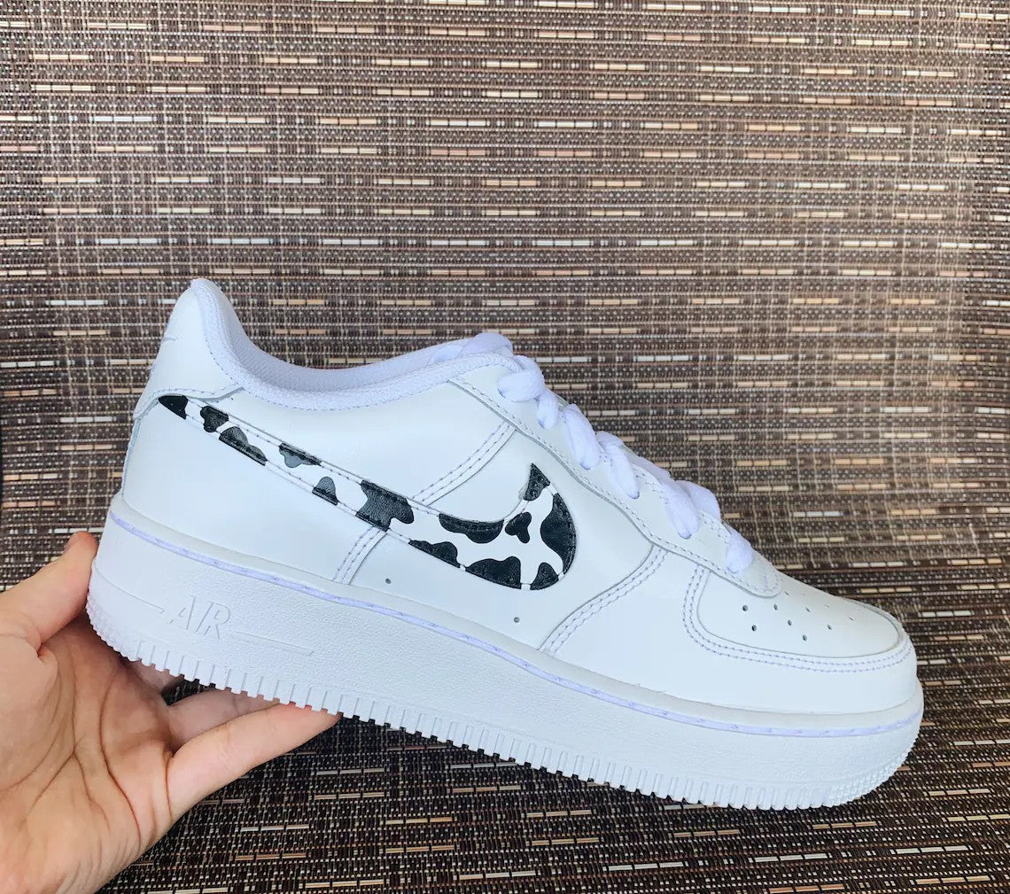 Cow Design Nike Air Force 1s— Custom Air Forces— Black and White Cow  Pattern Shoes— Custom Cow Nikes-- Cow Pattern Air Forces