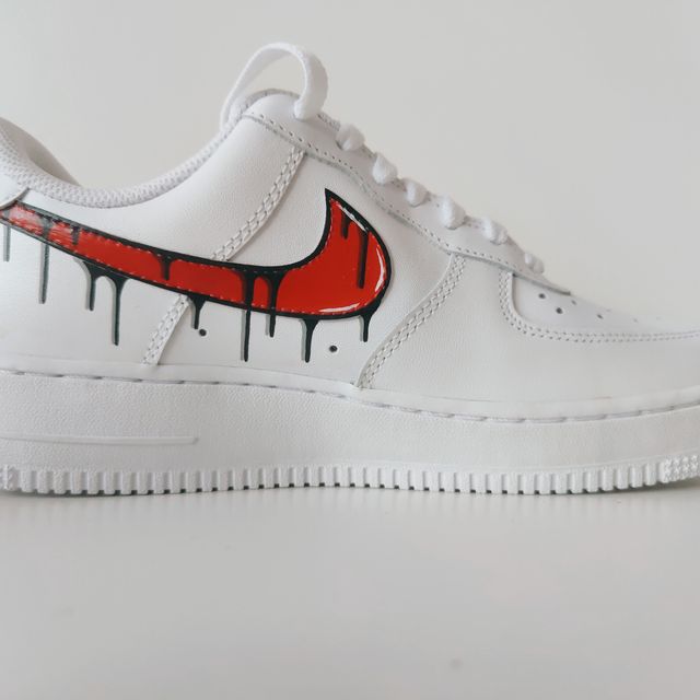 Custom Air Force 1 RED & BLACK DRIP