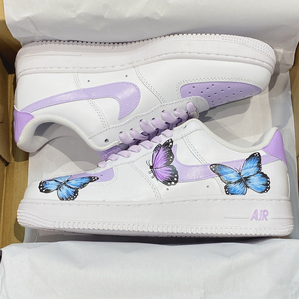 PURPLR BLUE BUTTERFLY CUSTOM AIR FORCE 1