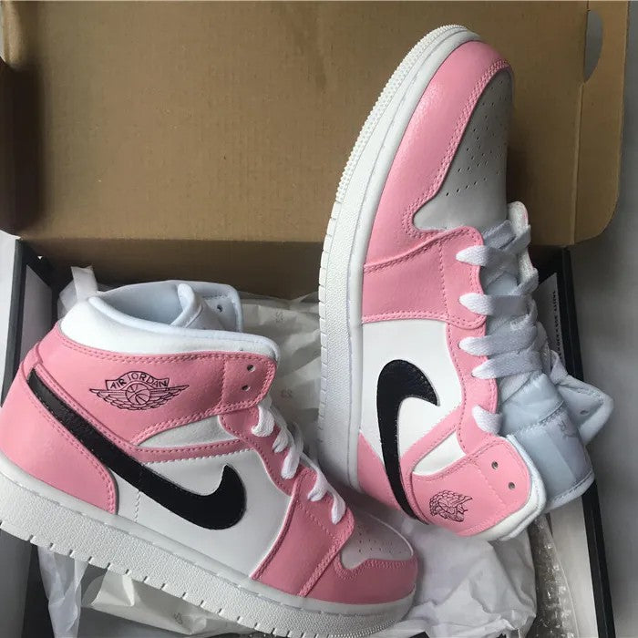 Pink Black Swoosh Air Jordan 1 Custom