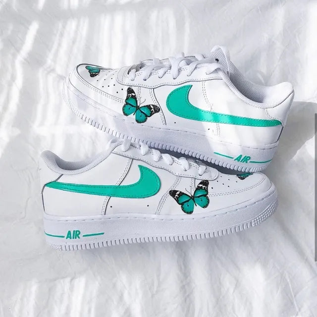 Custom Air Force 1 Butterfly Mint Swoosh