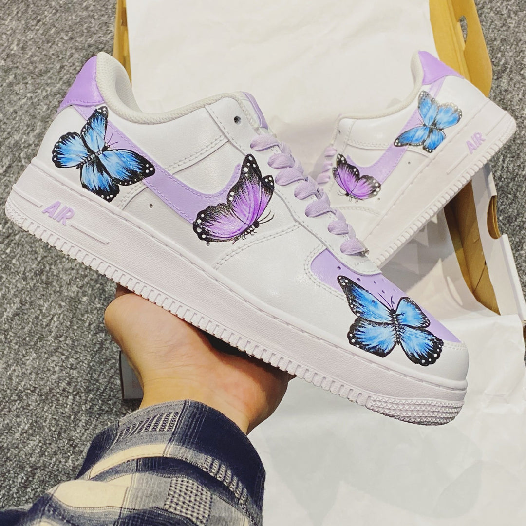 PURPLR BLUE BUTTERFLY CUSTOM AIR FORCE 1