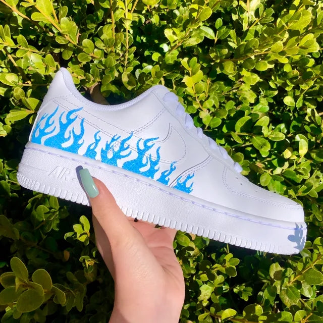 Custom Air Force 1 Blue Flame 💎🔥