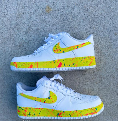 Custom Air Force 1 Lime Green Splatter Paint