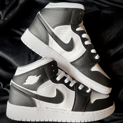 Black White Swoosh Air Jordan 1 Custom