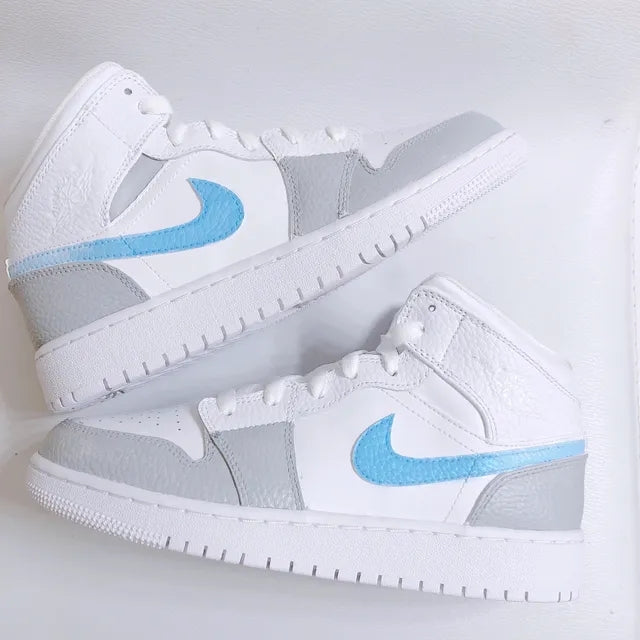 Custom Air Jordan 1 Painted Baby Blue Gre