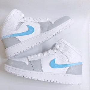 Custom Air Jordan 1 Painted Baby Blue Gre