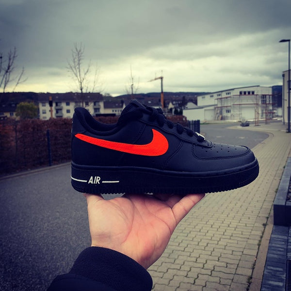 Custom Air Force 1 Black Red Swoosh â Lilaccustom