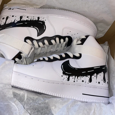 Black Drip Air Force 1 Mid AF1 Custom