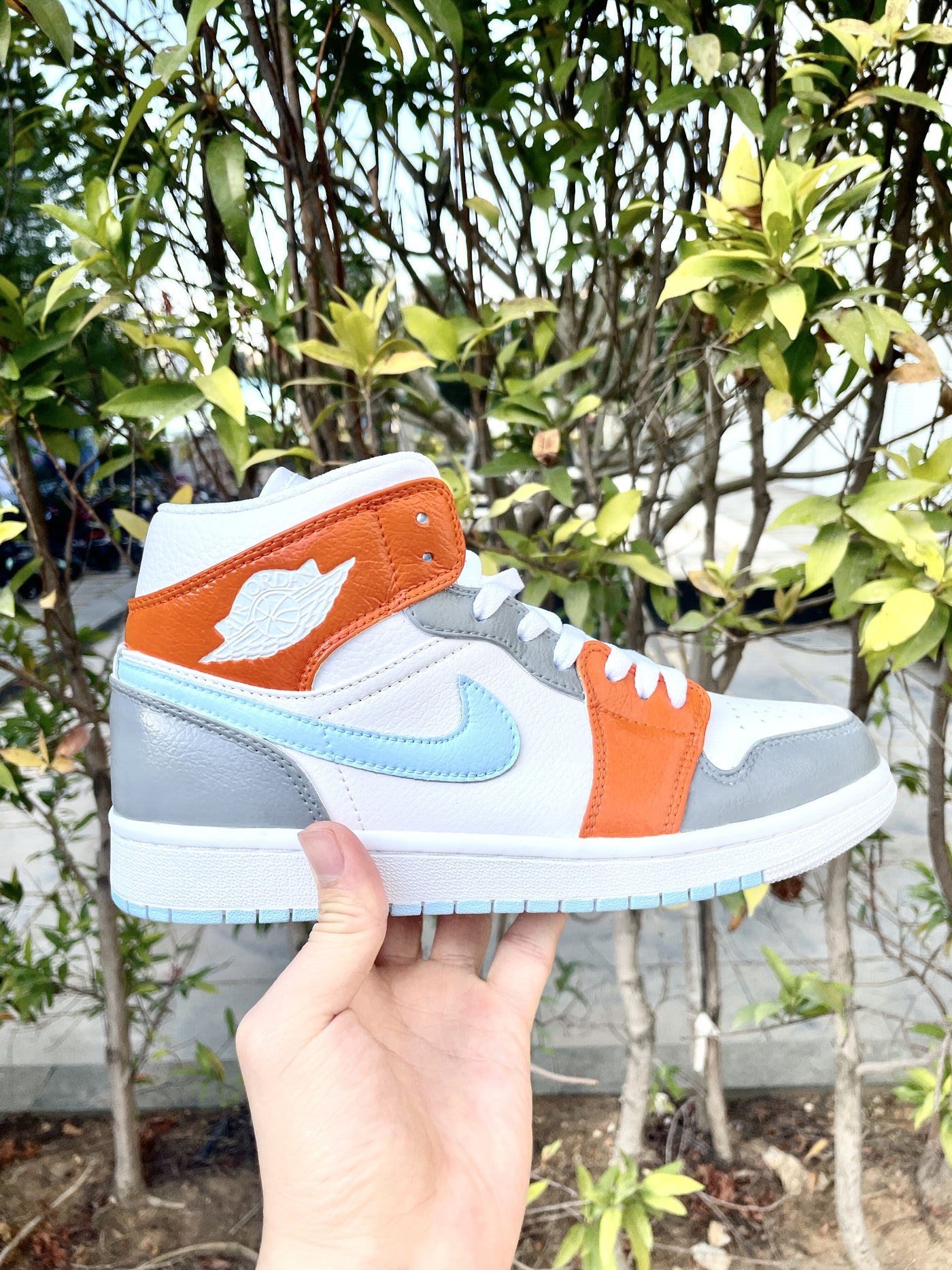 Custom Jordan 1 orange blue green