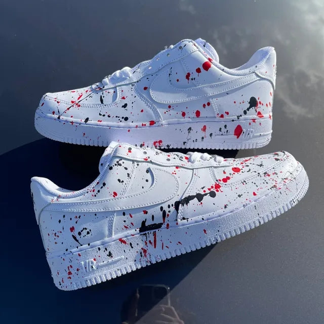 Custom Air Force 1 Black Red Splash