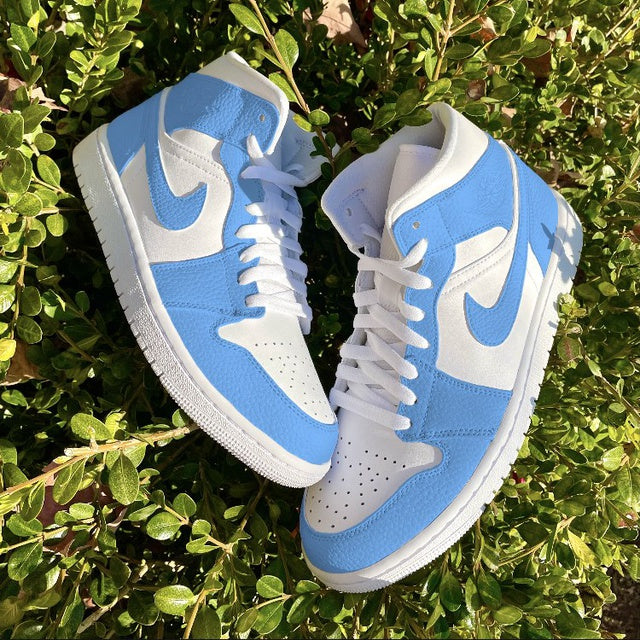 Custom Air Jordan 1 Mid UNC Inspired University Blue 💙