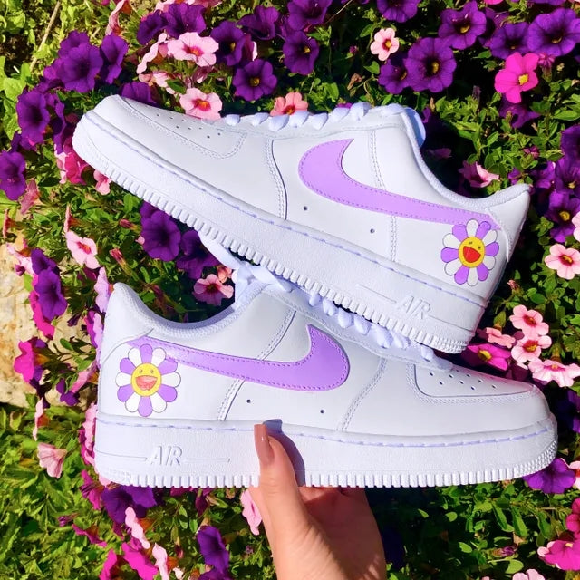 Custom Air Force 1 Lilac Pastel Murakami Flower 🌼💜