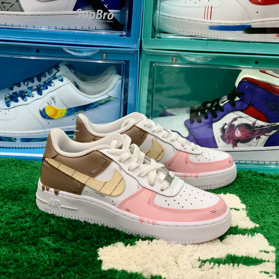 Custom Air Force 1 Drip Pink Brown