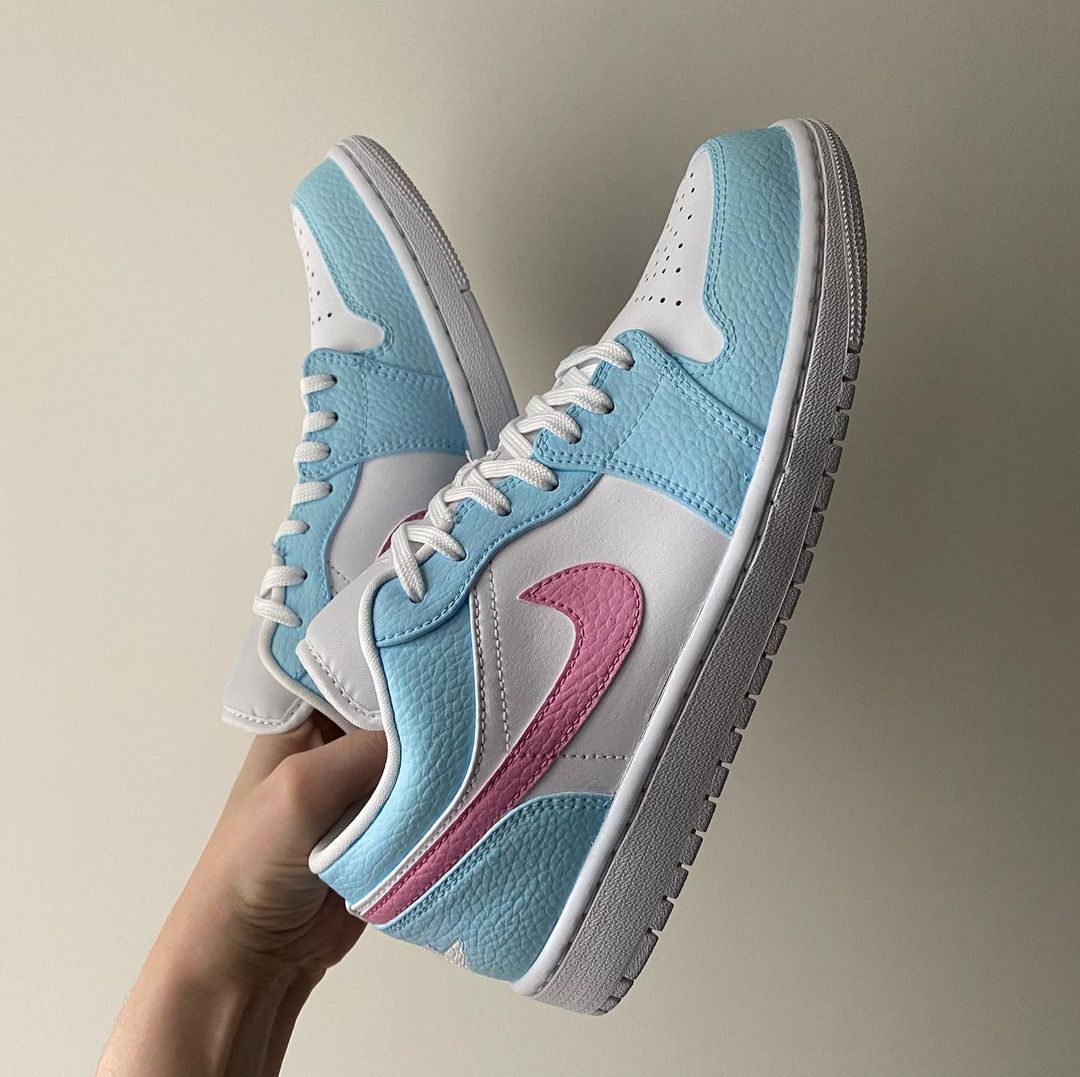 Custom Jordan 1 pink blue