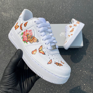 Custom Air Force 1 Handpainted Orange Monarch Butterfly