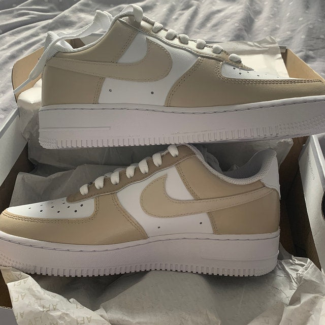 Cream Beige Custom Air Force 1s (Hand Painted)