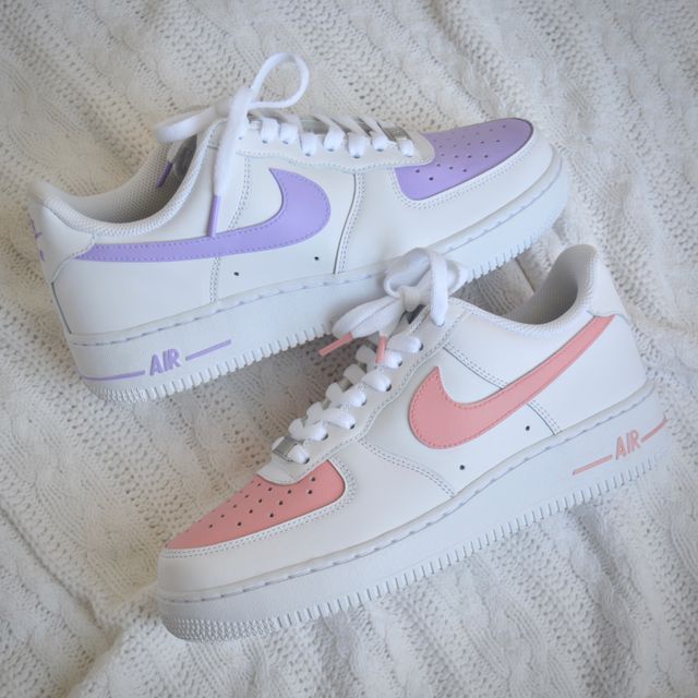 Pink and Purple Mismatched Nike Air Force 1's
