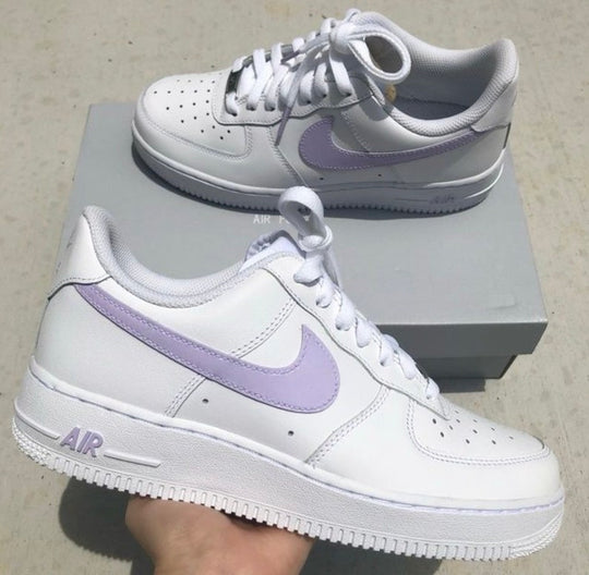 Custom Air Force 1 Pastel Lilac Purple Swoosh