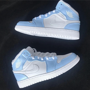 Baby Blue White Swoosh Air Jordan 1 Custom