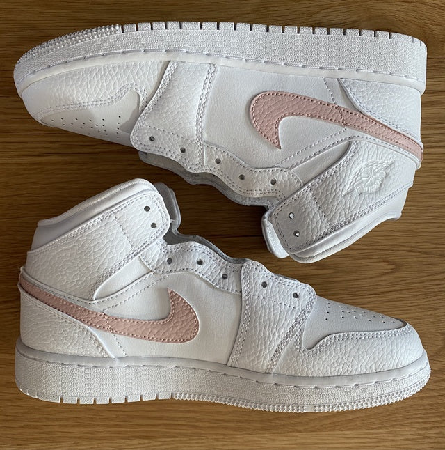 Custom Air Jordan 1 Mid White Pink Swoosh 🌸