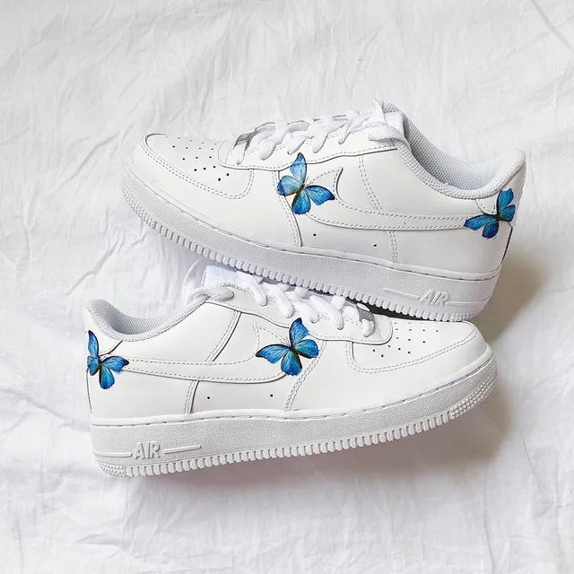 Custom Air Force 1 Blue Butterfly Sneakers 🦋