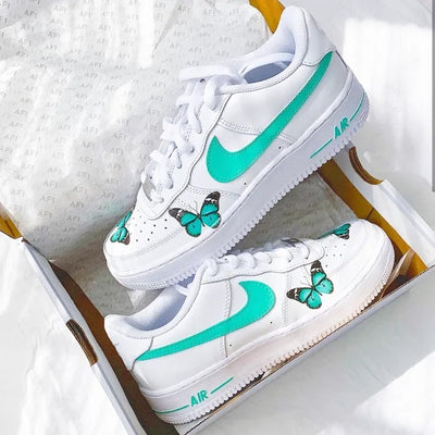 Custom Air Force 1 Butterfly Mint Swoosh