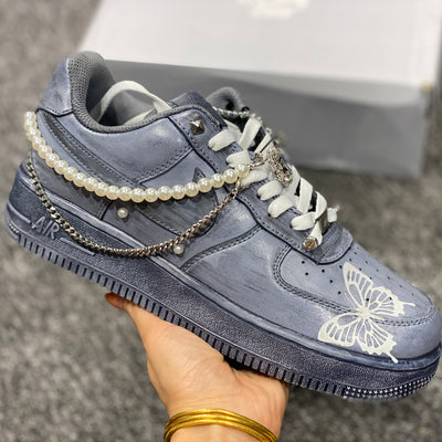 PEARL BUTTERFLY GRAY TIE DYE AIR FORCE 1 CUSTOM