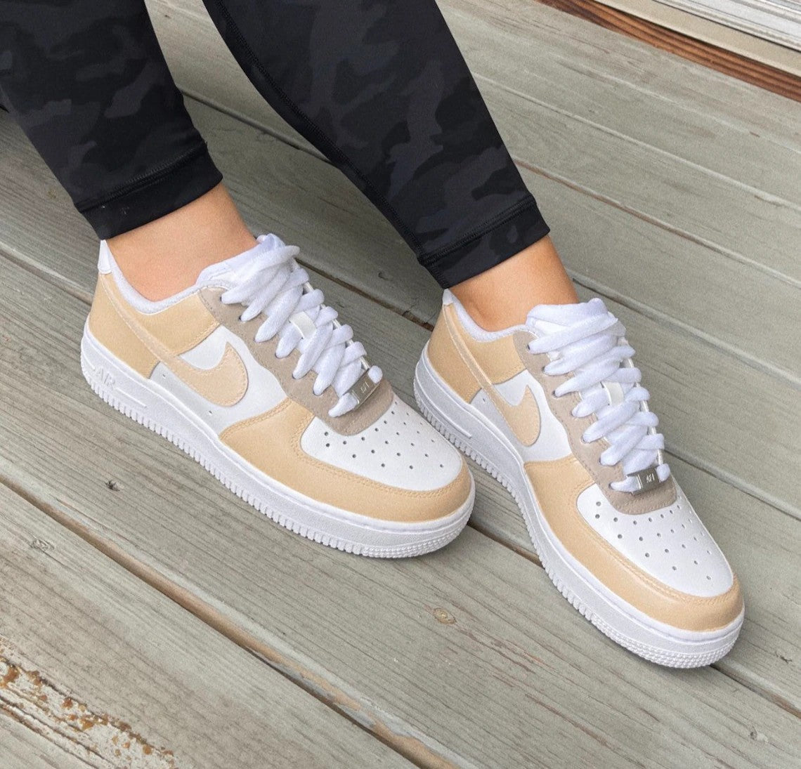 Custom Nike Air Force 1 Beige Tan Earth Neutral Colors