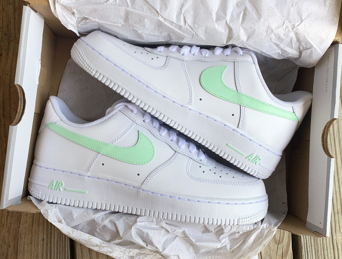 Custom Nike Air Force 1 Light Pastel Colors Mint Green