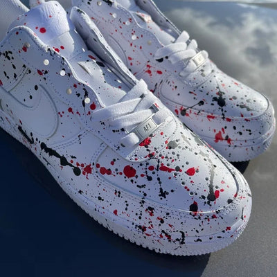 Custom Air Force 1 Black Red Splash