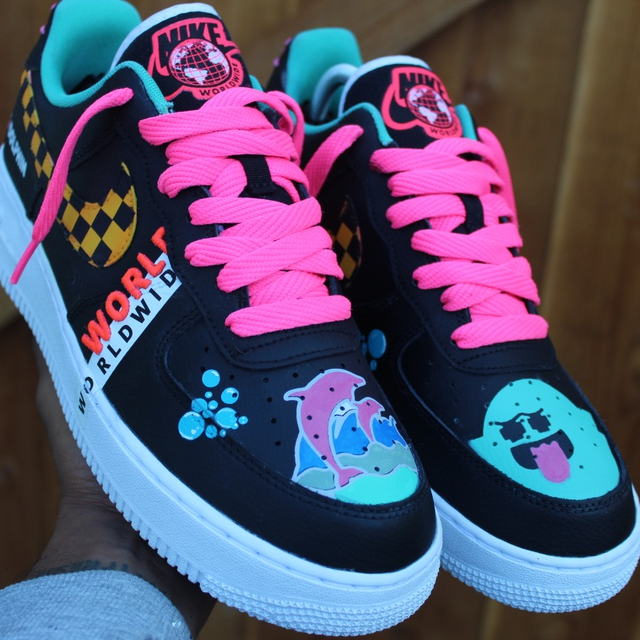 Custom Air Force 1 Pink Dolphin Wide 🌎