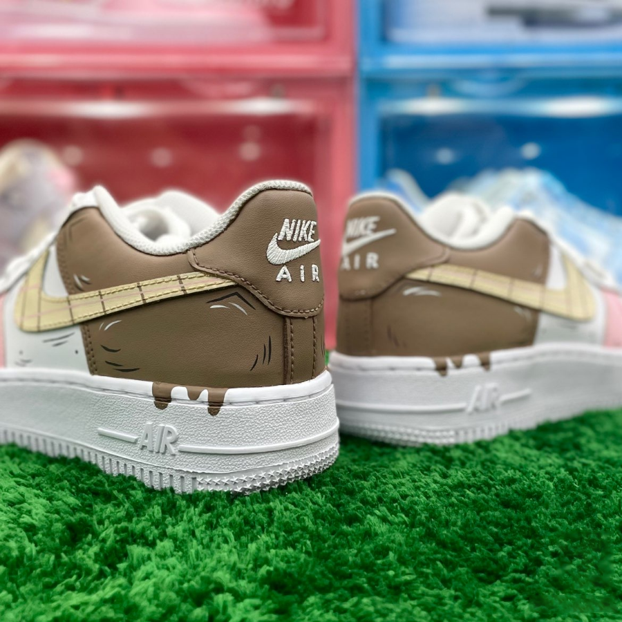 Custom Air Force 1 Drip Pink Brown