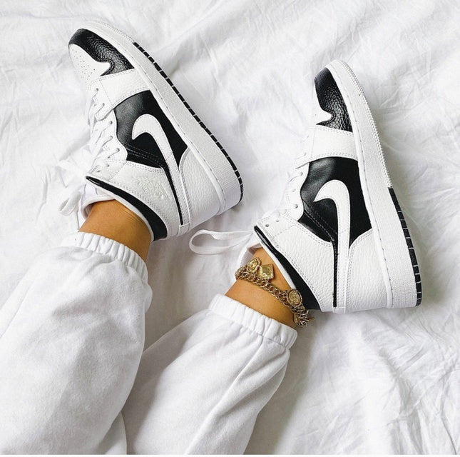 Custom Air Jordan 1 Panda Black White Painted Sneakers
