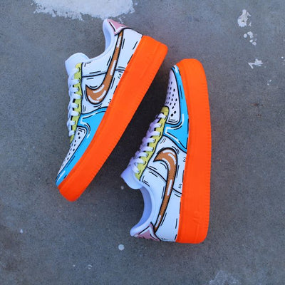 Custom Air Force 1 PALE CARTOON/ORANGE DIP