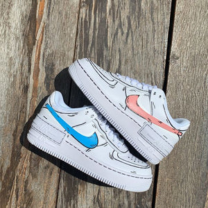 Nike Air Force 1 Cartoon Blue/Pink Design