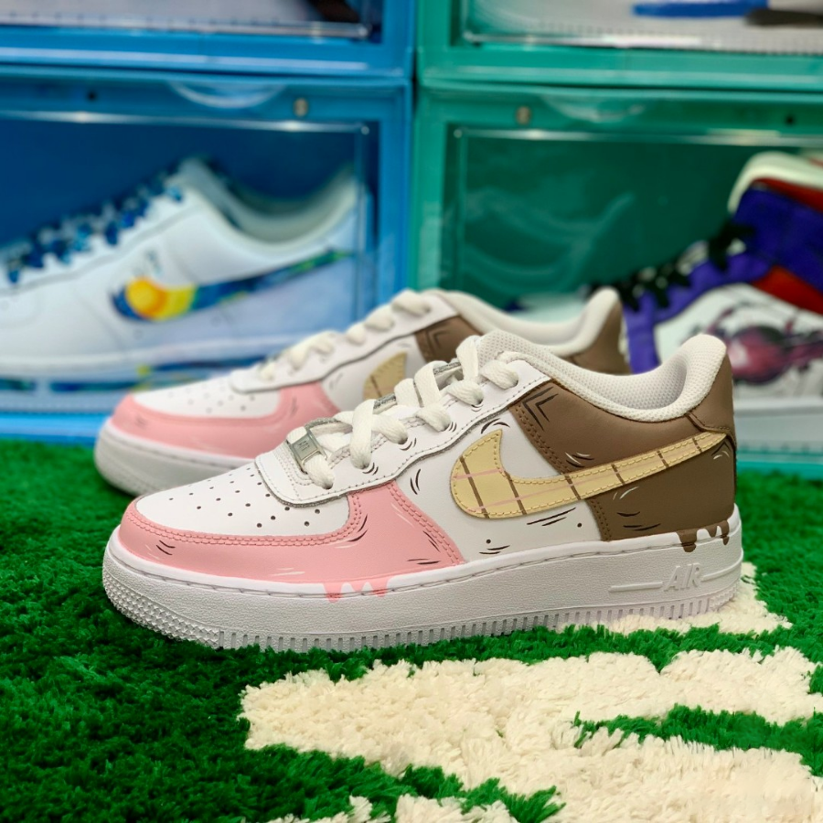 Custom Air Force 1 Drip Pink Brown