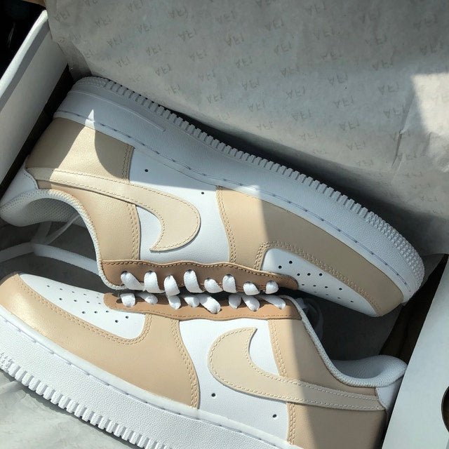 Cream Beige Custom Air Force 1s (Hand Painted)