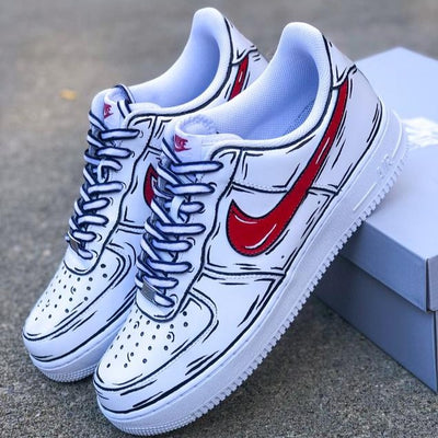 Custom Air Force 1 Cartoon Red Swoosh